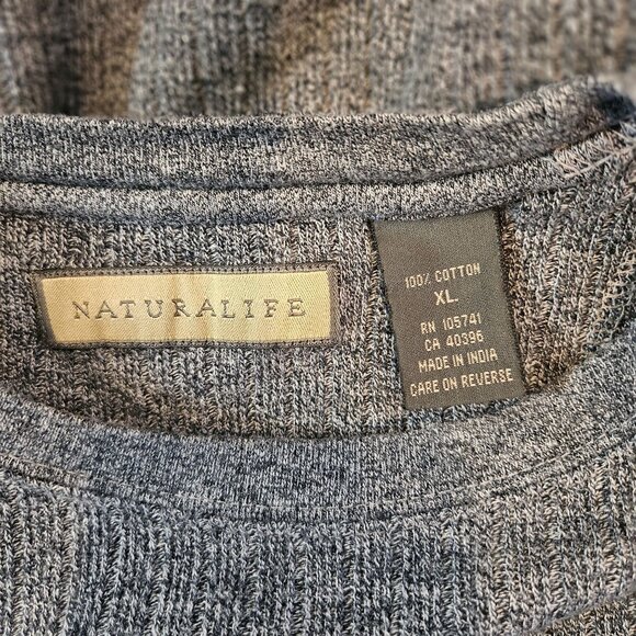 Naturalife Crew Neck Sweater Mens XL Gray Cotton Office career nerd Dad casual - Picture 9 of 11